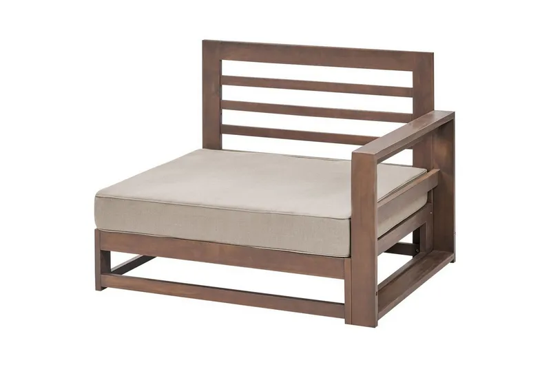 3-sitssoffa Beliani Timor Ljus trä/grått/beige, Ja Dark wood||Grey||Beige - Havemøbler - Havesofaer & bænke - Havesofaer