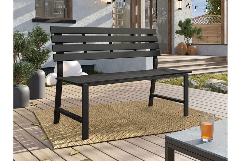 Alamin Udendørs Bænk 124 cm - Grå - Havemøbler - Havesofaer & bænke - Udendørs bænk & havebænk