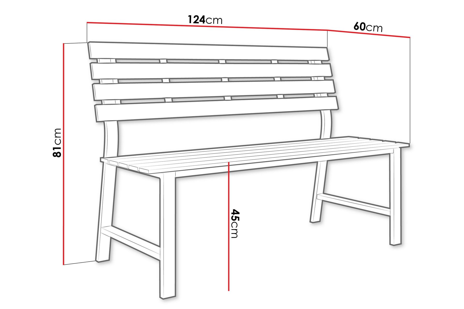 Alamin Udendørs Bænk 124 cm - Grå - Havemøbler - Havesofaer & bænke - Udendørs bænk & havebænk