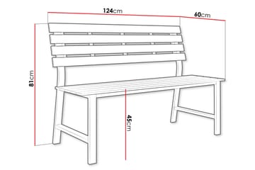 Alamin Udendørs Bænk 124 cm - Grå - Havemøbler - Havesofaer & bænke - Udendørs bænk & havebænk