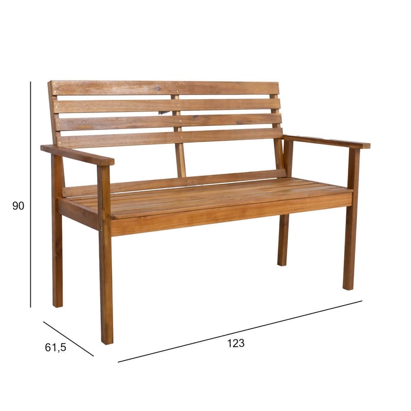 Bænk HOME4YOU Fortuna 123x61,5x90 cm Akacie - brun - Havemøbler - Havesofaer & bænke - Udendørs bænk & havebænk
