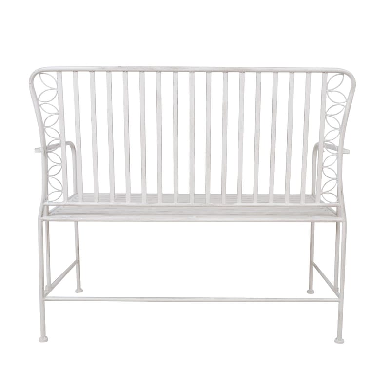 Bænk HOME4YOU Jasmine 103x50x93 cm Antikhvid metal - antik hvid - Havemøbler - Havesofaer & bænke - Udendørs bænk & havebænk