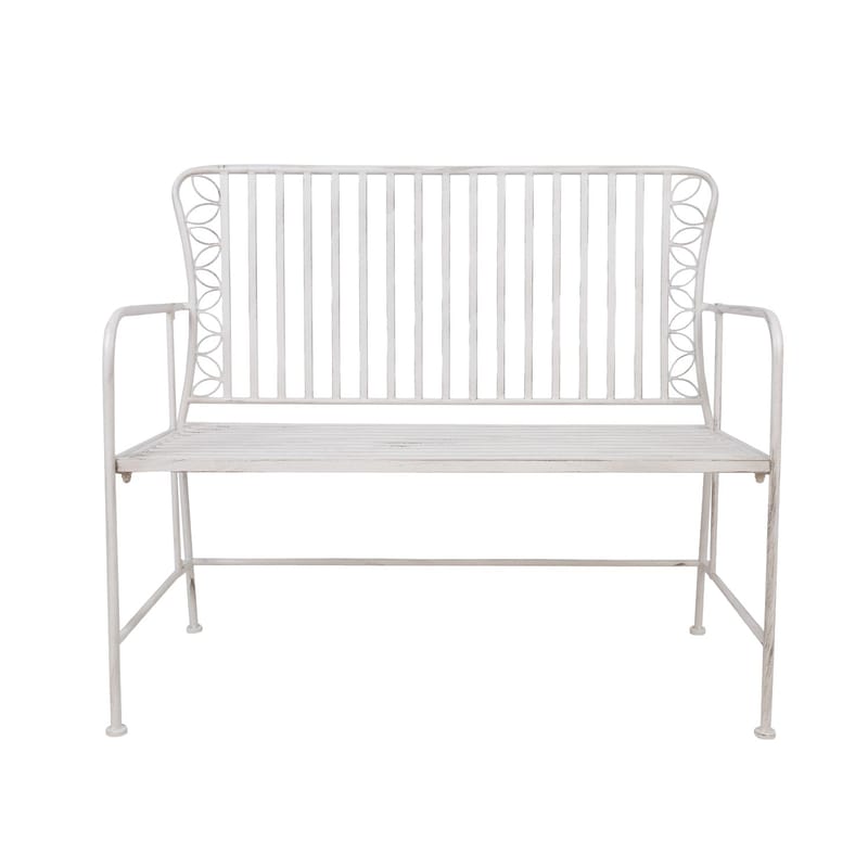 Bænk HOME4YOU Jasmine 103x50x93 cm Antikhvid metal - antik hvid - Havemøbler - Havesofaer & bænke - Udendørs bænk & havebænk