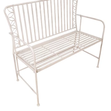Bænk HOME4YOU Jasmine 103x50x93 cm Antikhvid metal - antik hvid - Havemøbler - Havesofaer & bænke - Udendørs bænk & havebænk