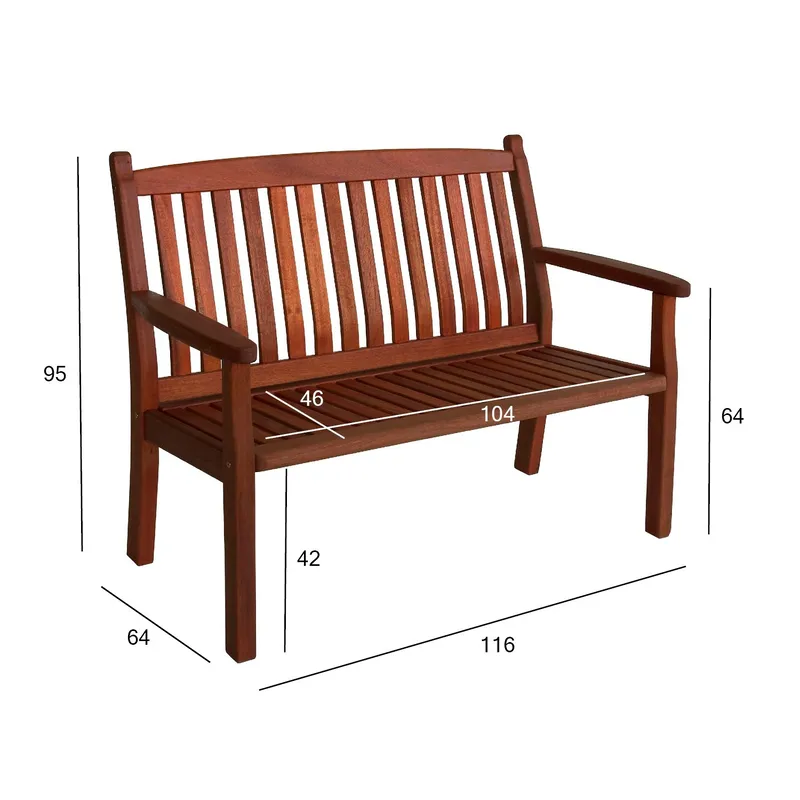 Bænk HOME4YOU Windsor Meranti - brun - Havemøbler - Havesofaer & bænke - Udendørs bænk & havebænk