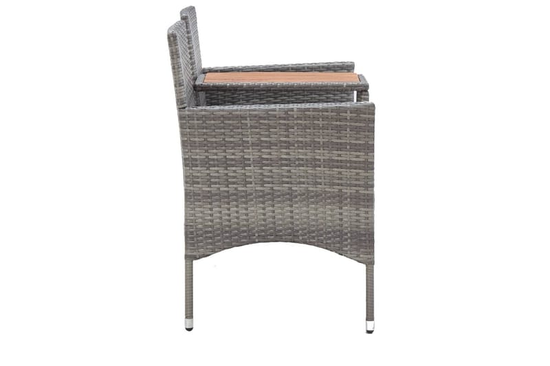 2-Personers Havebænk Med Tebord 143 cm Polyrattan Grå - Havemøbler - Havesofaer & bænke - Udendørs bænk & havebænk