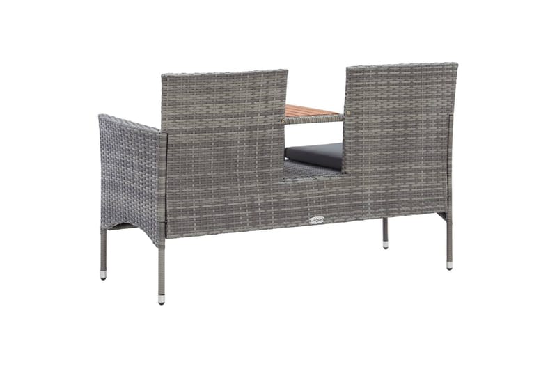 2-Personers Havebænk Med Tebord 143 cm Polyrattan Grå - Havemøbler - Havesofaer & bænke - Udendørs bænk & havebænk