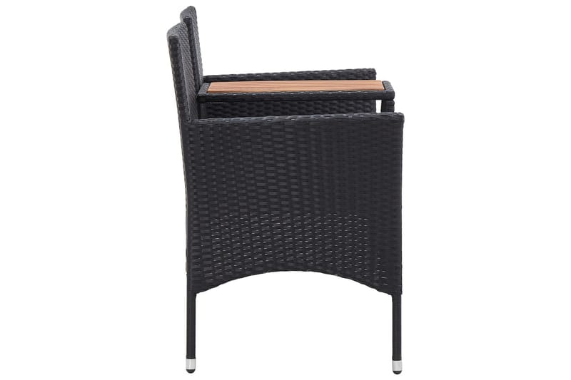 2-Personers Havebænk Med Tebord 143 cm Polyrattan Sort - Havemøbler - Havesofaer & bænke - Udendørs bænk & havebænk