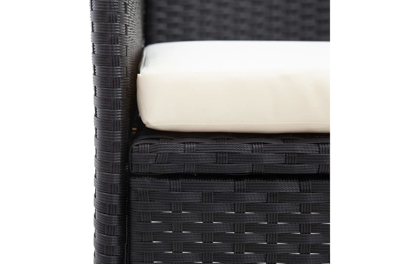 2-Personers Havebænk Med Tebord 143 cm Polyrattan Sort - Havemøbler - Havesofaer & bænke - Udendørs bænk & havebænk