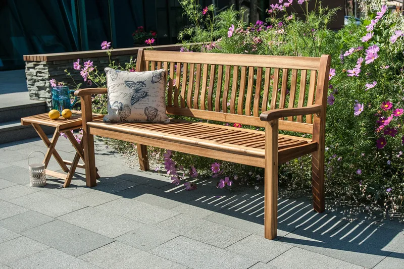 Bænk FINLAY 150x61xH91cm træ: Akacia - Havemøbler - Havesofaer & bænke - Udendørs bænk & havebænk