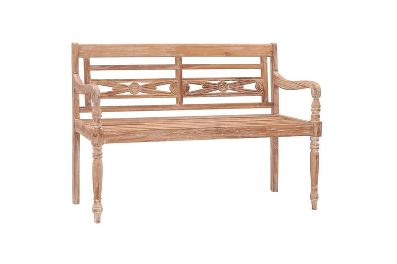 Batavia-bænk 120 cm massivt teaktræ hvidtet finish - Brun - Havemøbler - Havesofaer & bænke - Udendørs bænk & havebænk