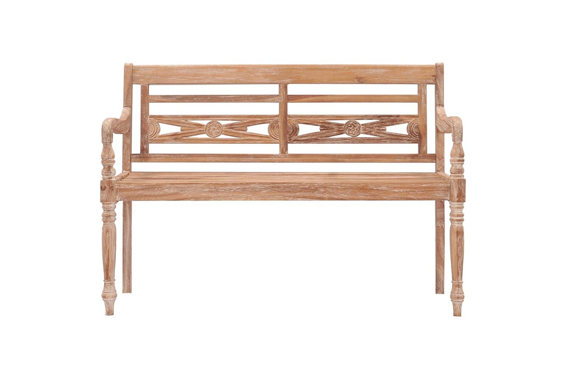 Batavia-bænk 120 cm massivt teaktræ hvidtet finish - Brun - Havemøbler - Havesofaer & bænke - Udendørs bænk & havebænk