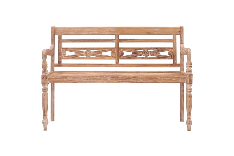 Batavia-bænk 120 cm massivt teaktræ hvidtet finish - Brun - Havemøbler - Havesofaer & bænke - Udendørs bænk & havebænk