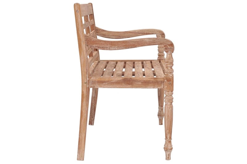 Batavia-bænk 120 cm massivt teaktræ hvidtet finish - Brun - Havemøbler - Havesofaer & bænke - Udendørs bænk & havebænk