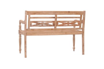 Batavia-bænk 120 cm massivt teaktræ hvidtet finish - Brun - Havemøbler - Havesofaer & bænke - Udendørs bænk & havebænk