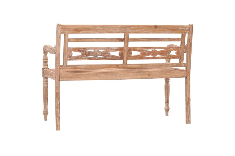 Batavia-bænk 120 cm massivt teaktræ hvidtet finish - Brun - Havemøbler - Havesofaer & bænke - Udendørs bænk & havebænk