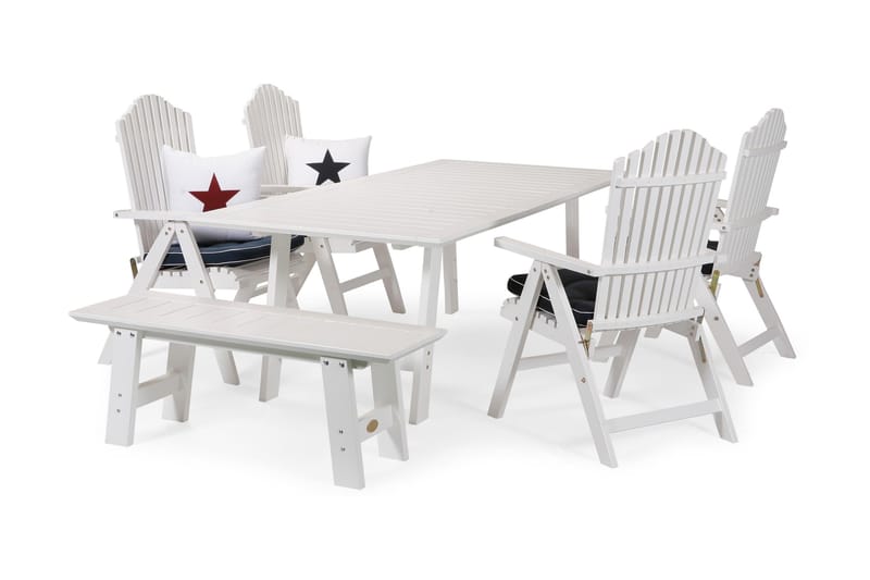 Bullerö Bænk Fyr - Hvidlaseret - Havemøbler - Havesofaer & bænke - Udendørs bænk & havebænk