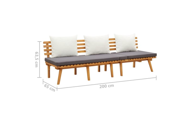 daybed 200x65 cm massivt akacietræ - Brun - Udendørs bænk & havebænk