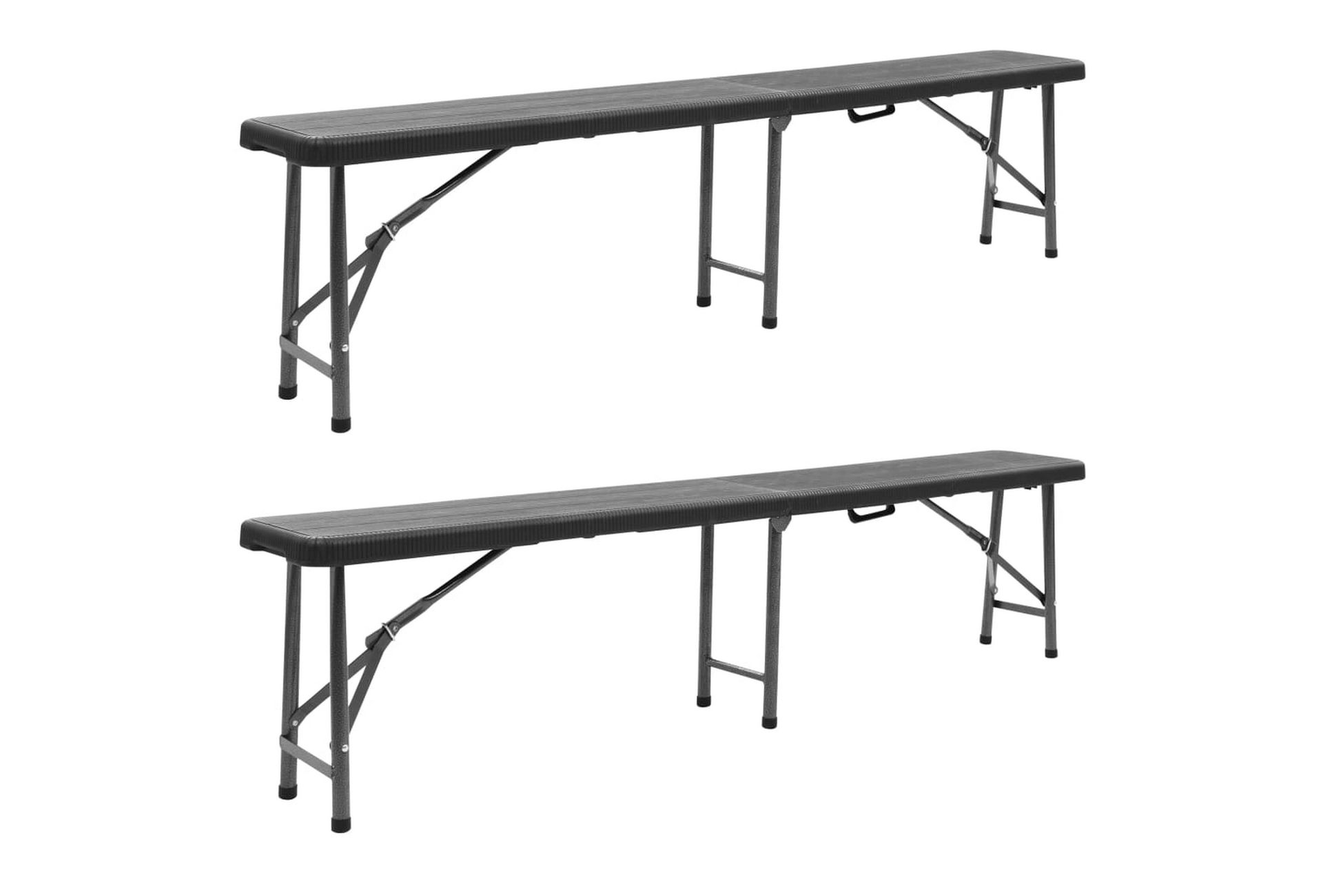 Foldbare Havebænke 2 stk. 180 cm Hdpe Sort - Sort - Havemøbler - Havesofaer & bænke - Udendørs bænk & havebænk