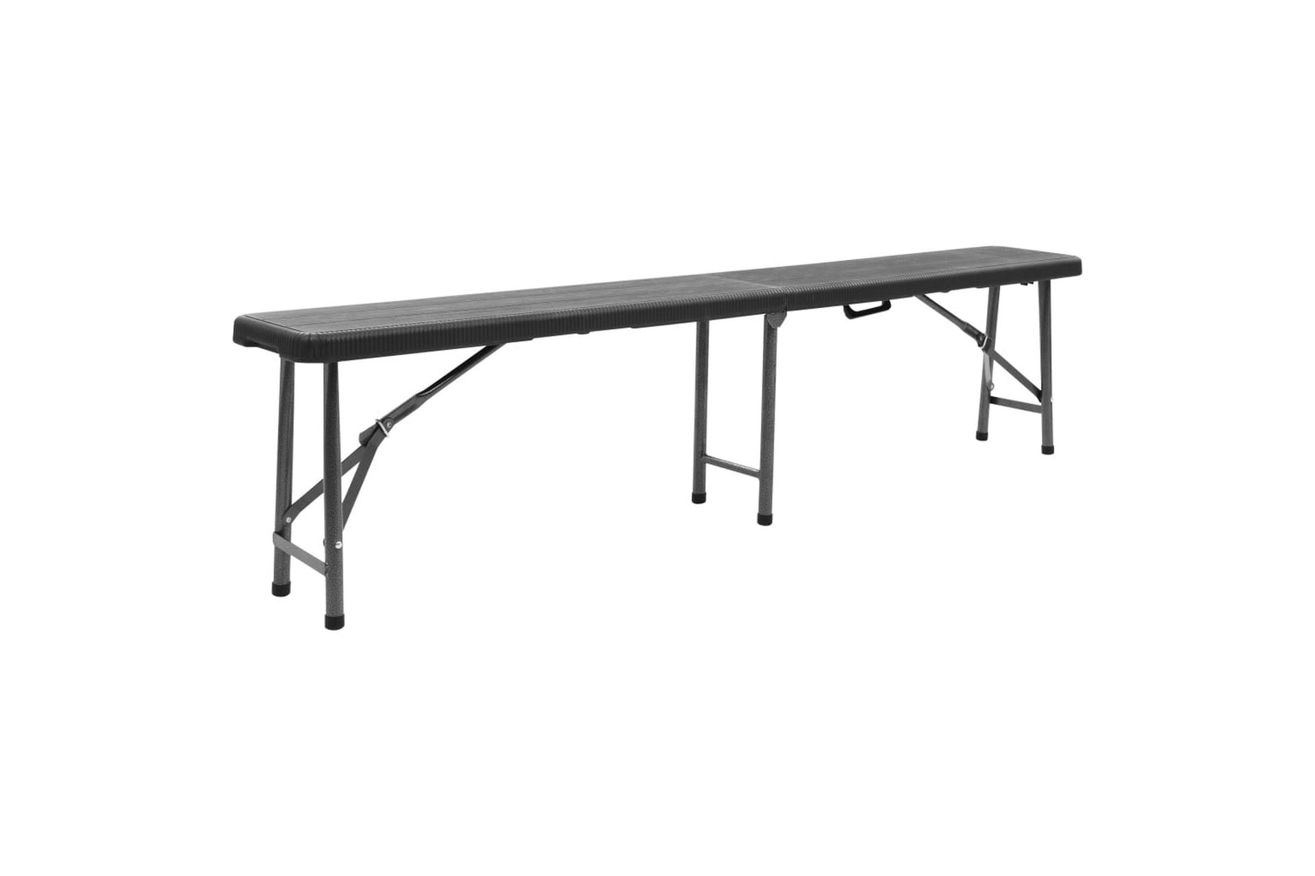 Foldbare Havebænke 2 stk. 180 cm Hdpe Sort - Sort - Havemøbler - Havesofaer & bænke - Udendørs bænk & havebænk