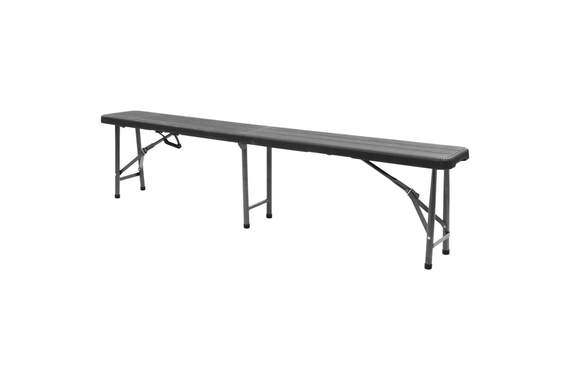Foldbare Havebænke 2 stk. 180 cm Hdpe Sort - Sort - Havemøbler - Havesofaer & bænke - Udendørs bænk & havebænk