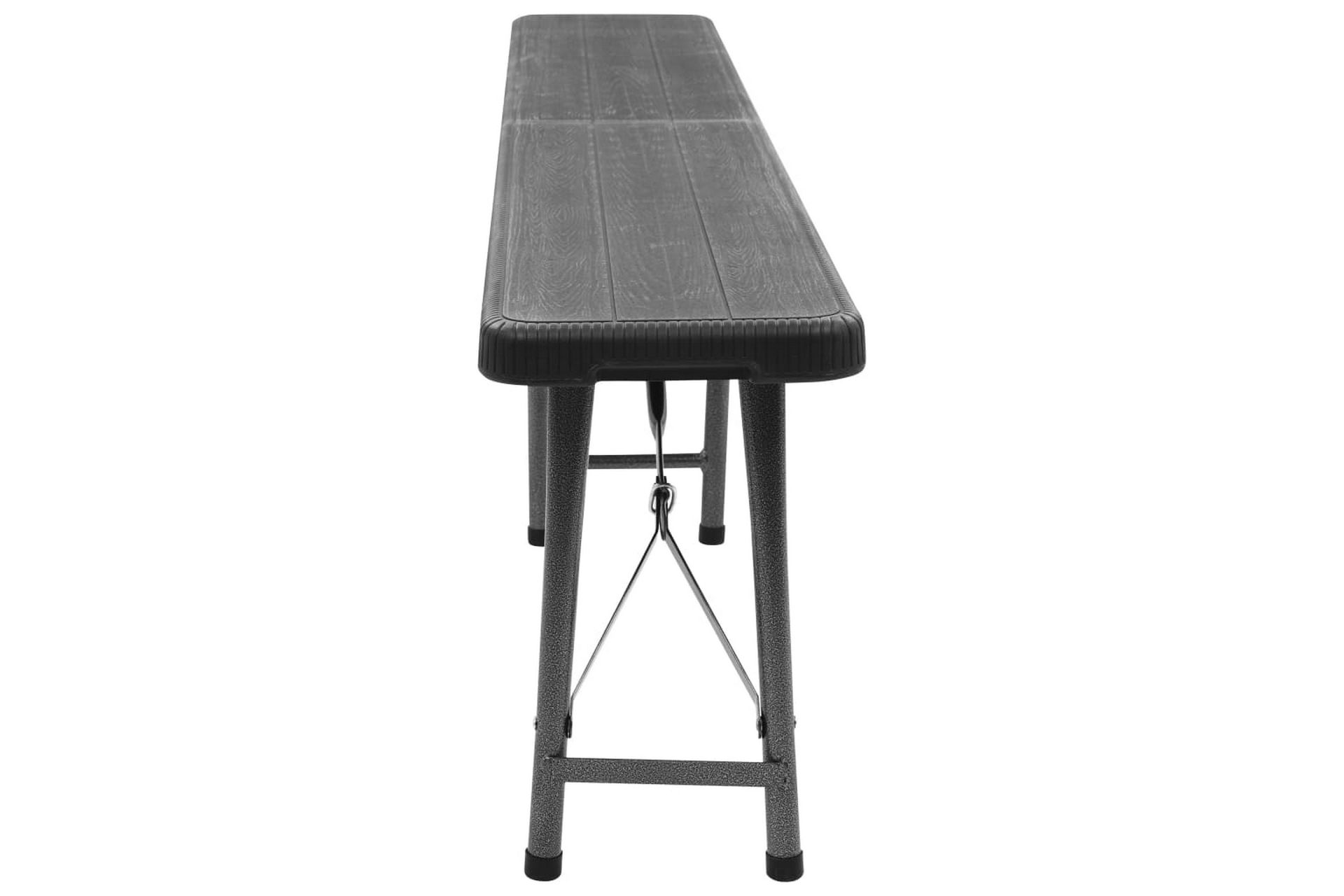 Foldbare Havebænke 2 stk. 180 cm Hdpe Sort - Sort - Havemøbler - Havesofaer & bænke - Udendørs bænk & havebænk
