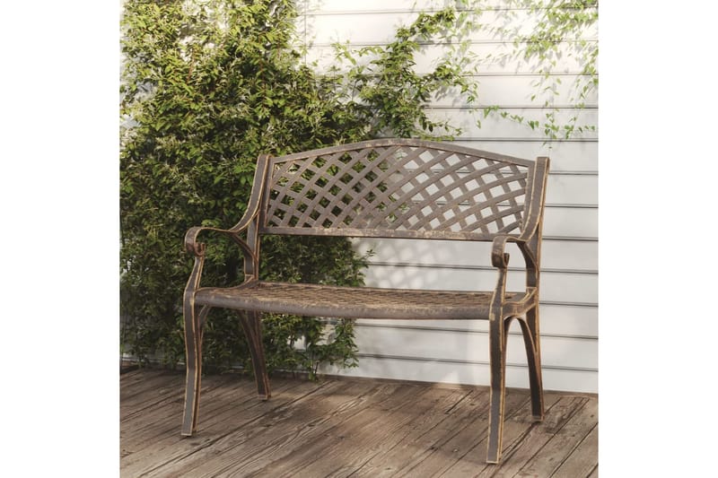havebænk 102 cm støbt aluminium bronzefarvet - Brun - Havemøbler - Havesofaer & bænke - Udendørs bænk & havebænk