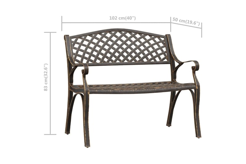 havebænk 102 cm støbt aluminium bronzefarvet - Brun - Havemøbler - Havesofaer & bænke - Udendørs bænk & havebænk