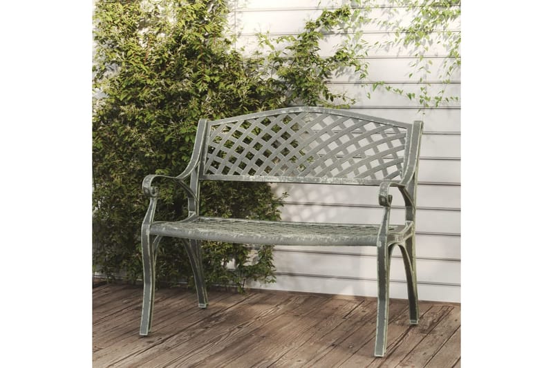 havebænk 102 cm støbt aluminium grøn - Grøn - Havemøbler - Havesofaer & bænke - Udendørs bænk & havebænk