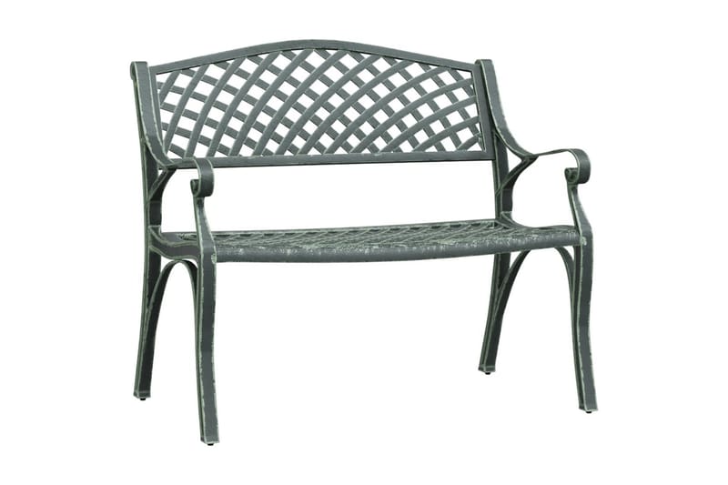 havebænk 102 cm støbt aluminium grøn - Grøn - Havemøbler - Havesofaer & bænke - Udendørs bænk & havebænk