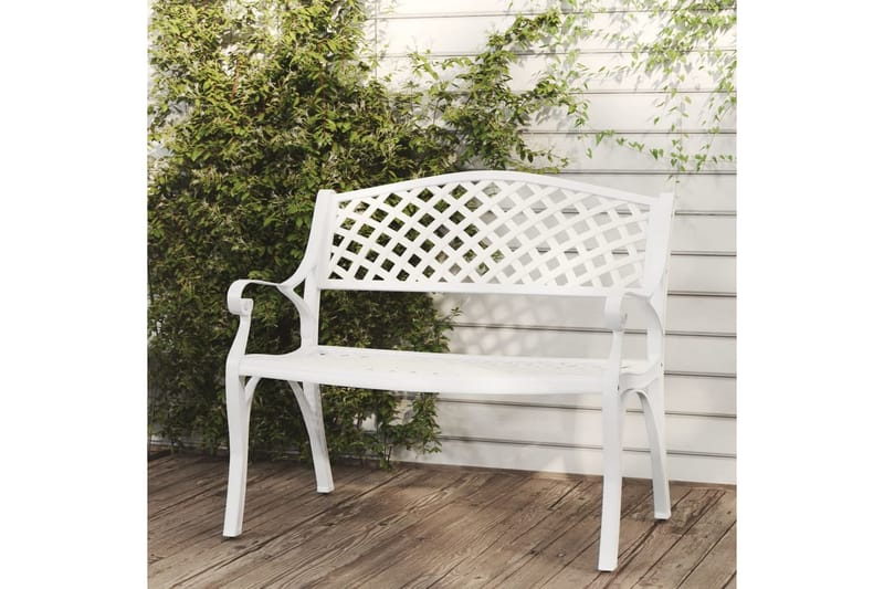 havebænk 102 cm støbt aluminium hvid - Hvid - Havemøbler - Havesofaer & bænke - Udendørs bænk & havebænk