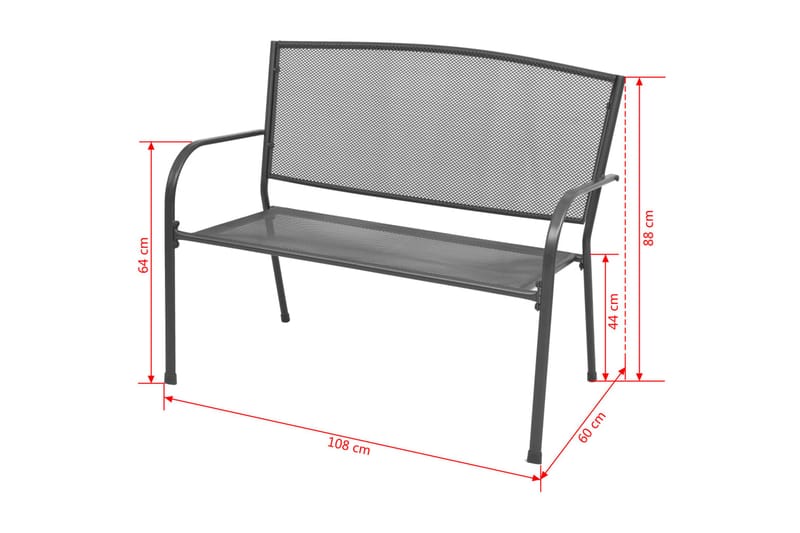 Havebænk 108 Cm Stål Og Trådnet Antracitgrå - Grå - Havemøbler - Havesofaer & bænke - Udendørs bænk & havebænk