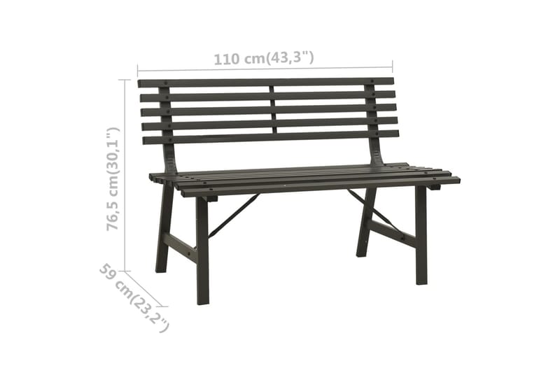 havebænk 110 cm stål sort - Sort - Havemøbler - Havesofaer & bænke - Udendørs bænk & havebænk