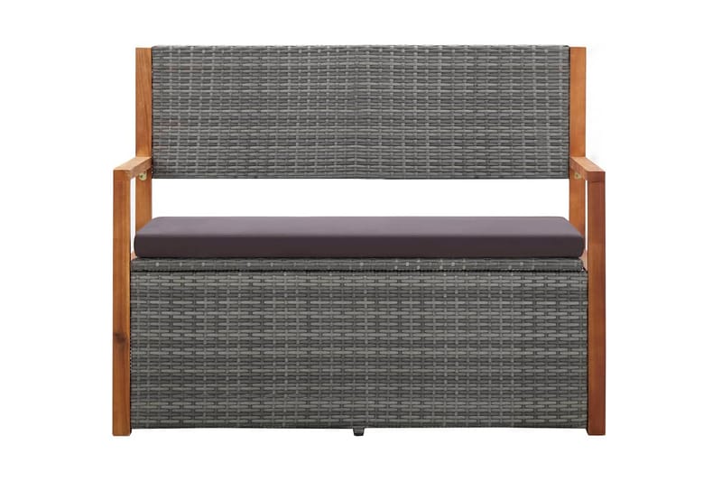 Havebænk 110 cm Polyrattan Og Massivt Akacietræ Grå - Grå - Havemøbler - Havesofaer & bænke - Udendørs bænk & havebænk