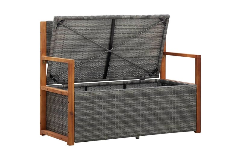 Havebænk 110 cm Polyrattan Og Massivt Akacietræ Grå - Grå - Havemøbler - Havesofaer & bænke - Udendørs bænk & havebænk