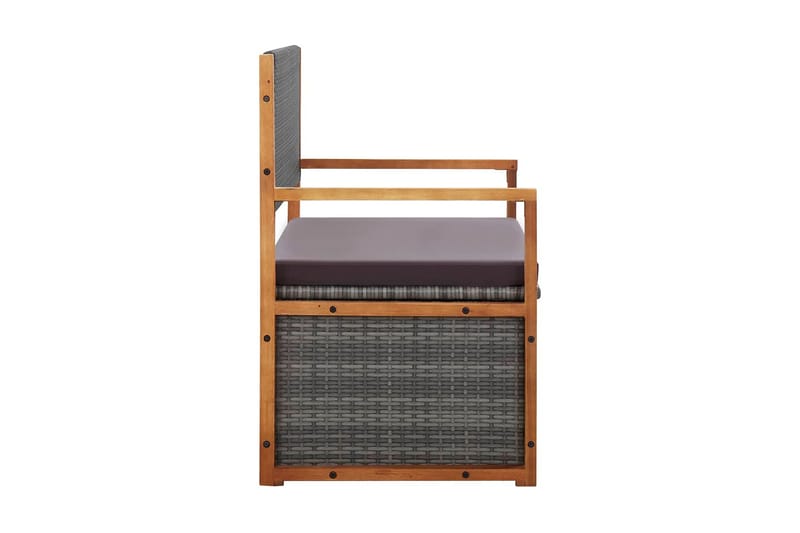 Havebænk 110 cm Polyrattan Og Massivt Akacietræ Grå - Grå - Havemøbler - Havesofaer & bænke - Udendørs bænk & havebænk