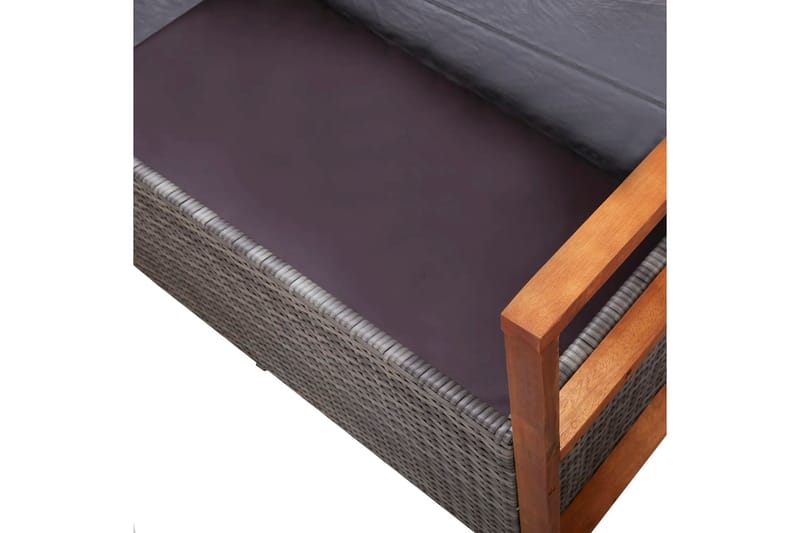 Havebænk 110 cm Polyrattan Og Massivt Akacietræ Grå - Grå - Havemøbler - Havesofaer & bænke - Udendørs bænk & havebænk