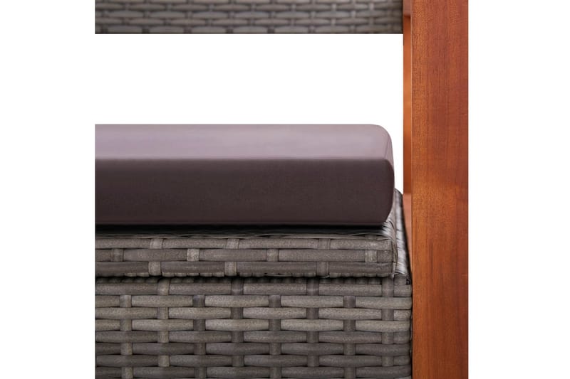 Havebænk 110 cm Polyrattan Og Massivt Akacietræ Grå - Grå - Havemøbler - Havesofaer & bænke - Udendørs bænk & havebænk