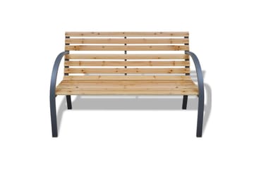 Havebænk 112 Cm Træ Og Jern - Brun - Havemøbler - Havesofaer & bænke - Udendørs bænk & havebænk