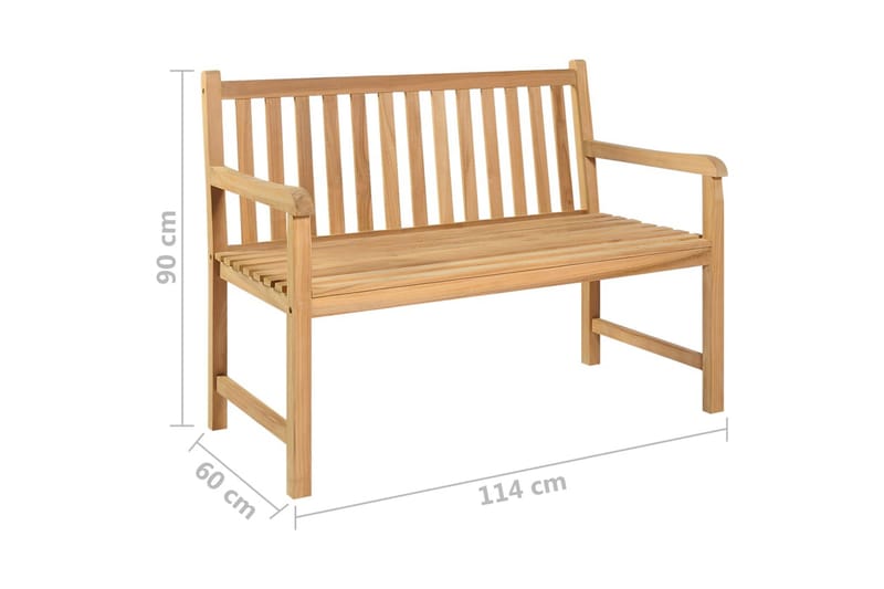 havebænk 114 cm massivt teaktræ - Brun - Havemøbler - Havesofaer & bænke - Udendørs bænk & havebænk
