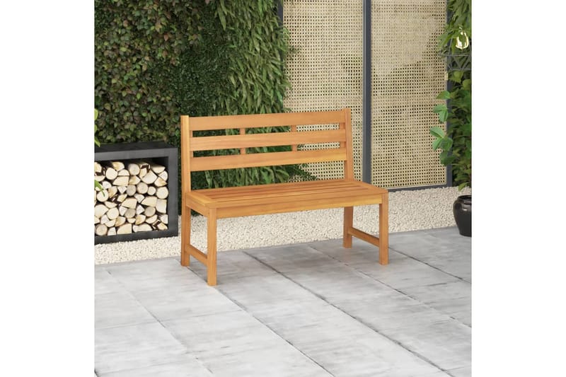 havebænk 114 cm massivt teaktræ - Brun - Havemøbler - Havesofaer & bænke - Udendørs bænk & havebænk