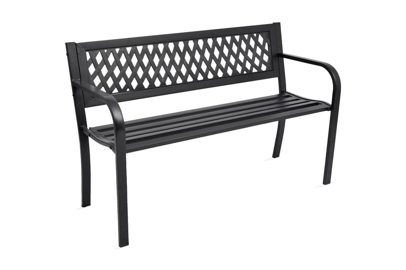 Havebænk 118 Cm Stål Sort - Sort - Havemøbler - Havesofaer & bænke - Udendørs bænk & havebænk