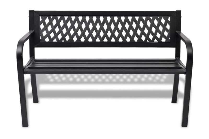 Havebænk 118 Cm Stål Sort - Sort - Havemøbler - Havesofaer & bænke - Udendørs bænk & havebænk