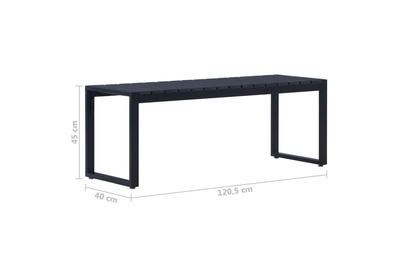 Havebænk 120,5 cm Ps-Plade Sort - Sort - Havemøbler - Havesofaer & bænke - Udendørs bænk & havebænk