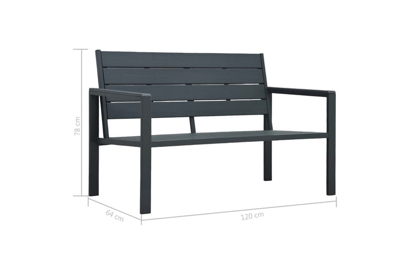 Havebænk 120 Cm Hdpe Trælook Grå - Grå - Havemøbler - Havesofaer & bænke - Udendørs bænk & havebænk