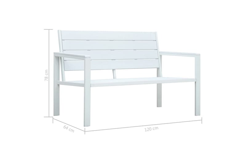 Havebænk 120 Cm Hdpe Trælook Hvid - Hvid - Havemøbler - Havesofaer & bænke - Udendørs bænk & havebænk