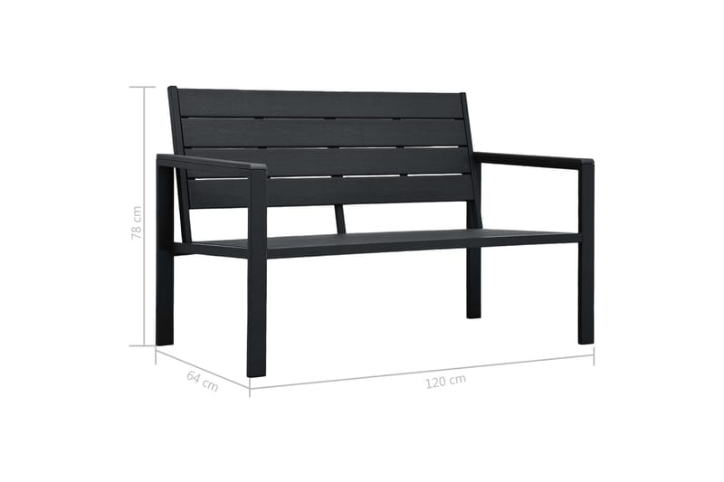 Havebænk 120 Cm Hdpe Trælook Sort - Sort - Havemøbler - Havesofaer & bænke - Udendørs bænk & havebænk