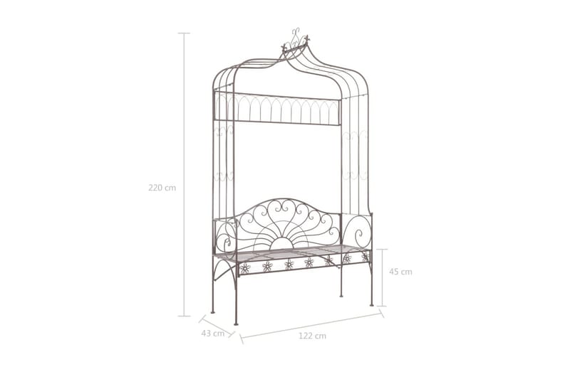 Havebænk 122 Cm Jern Antikbrun - Brun - Havemøbler - Havesofaer & bænke - Udendørs bænk & havebænk
