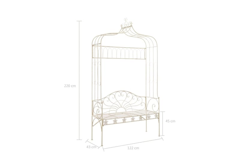 Havebænk 122 Cm Jern Antikhvid - Hvid - Havemøbler - Havesofaer & bænke - Udendørs bænk & havebænk