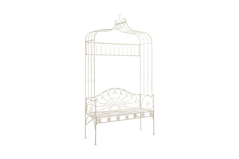 Havebænk 122 Cm Jern Antikhvid - Hvid - Havem�øbler - Havesofaer & bænke - Udendørs bænk & havebænk